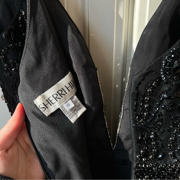 Sherri Hill Black Beaded Ruffle Tiered Prom Dress - Picture 10 of 14